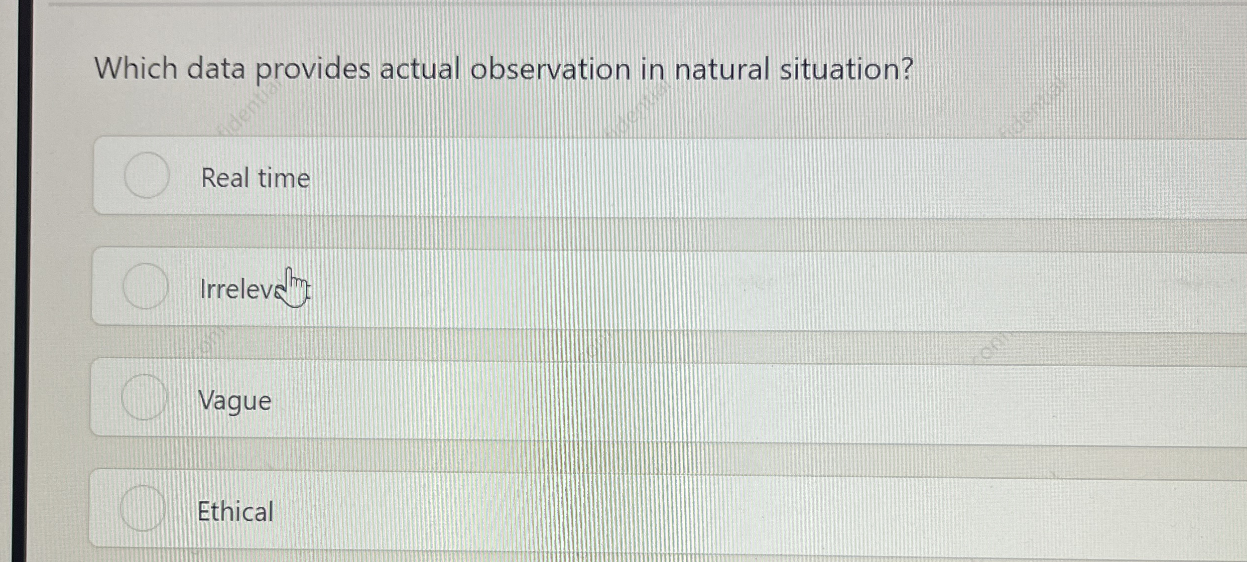 Which data provides actual observation in natural