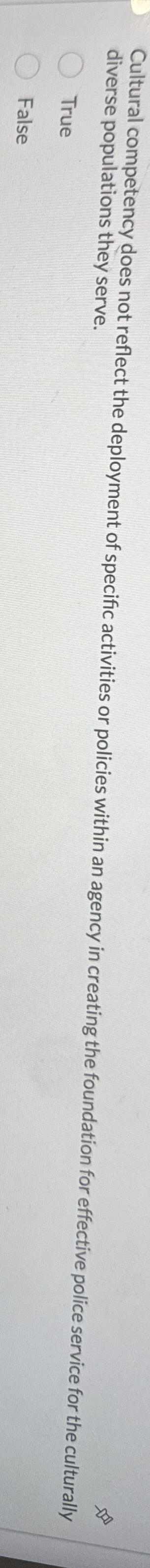 Cultural competency does not reflect the
