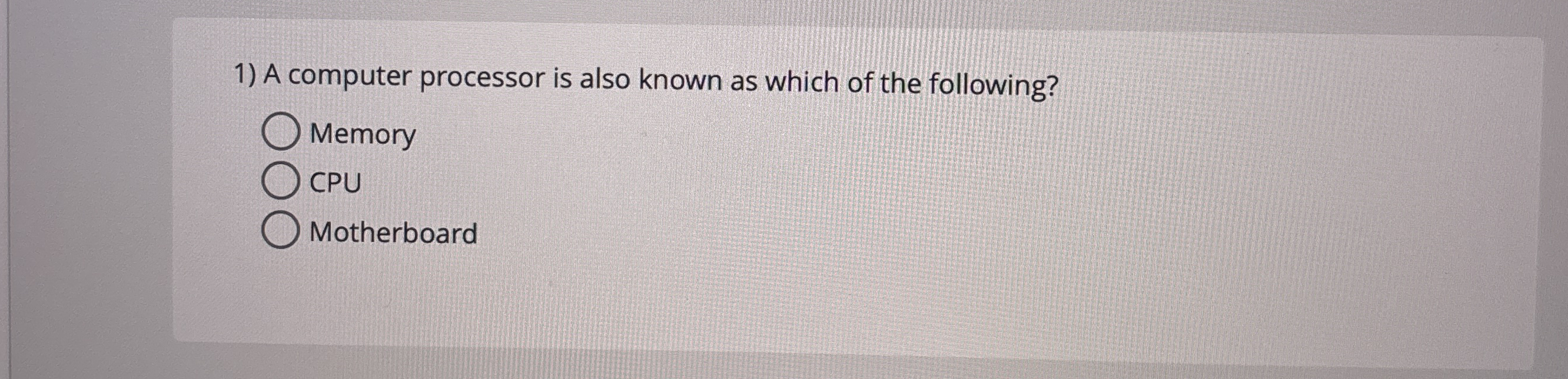 A computer processor is also known as which of