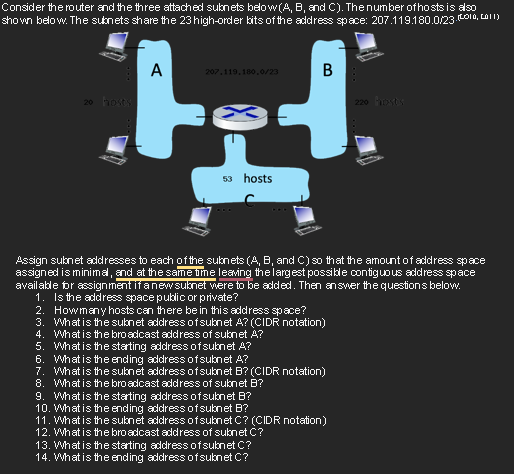 Consider the router and the three attached