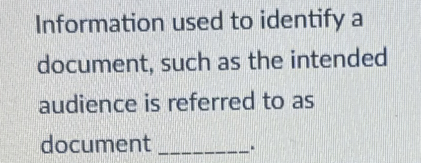 Information used to identify a document, such as