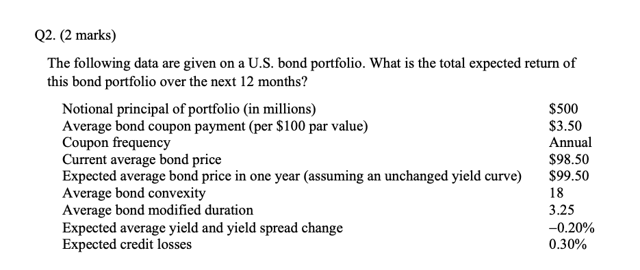 Question 2 homework 3 Q2. (2 marks) The following
