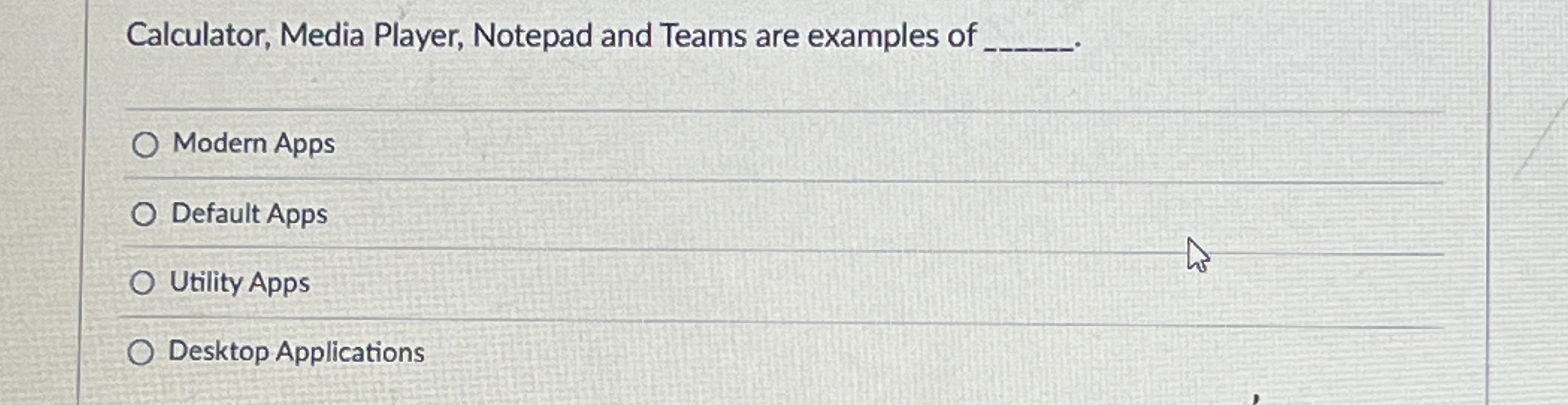 Calculator, Media Player, Notepad and Teams are