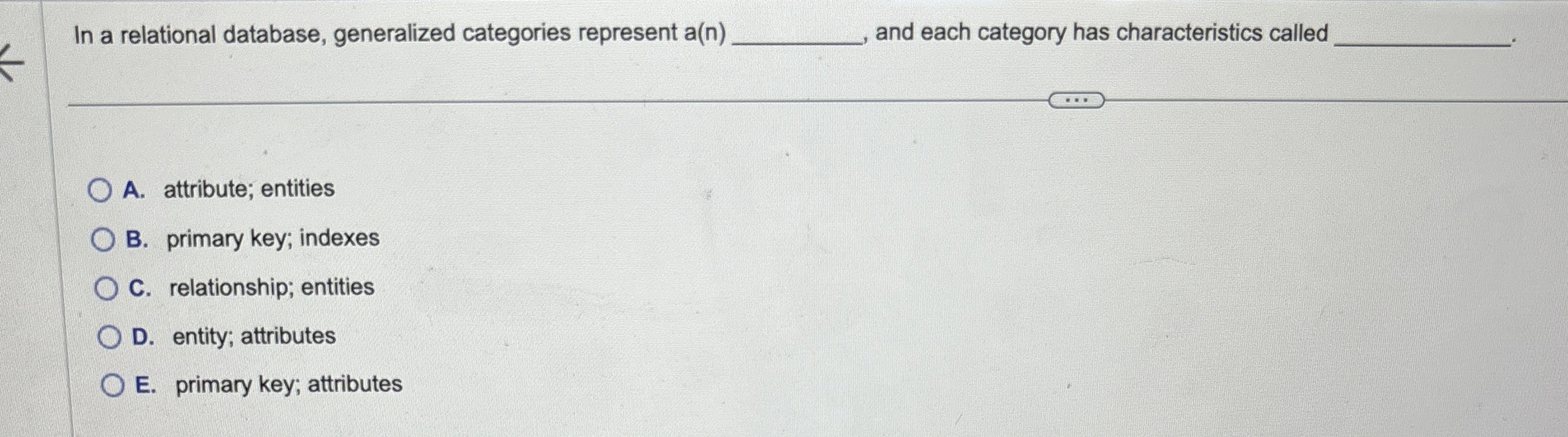 In a relational database, generalized categories