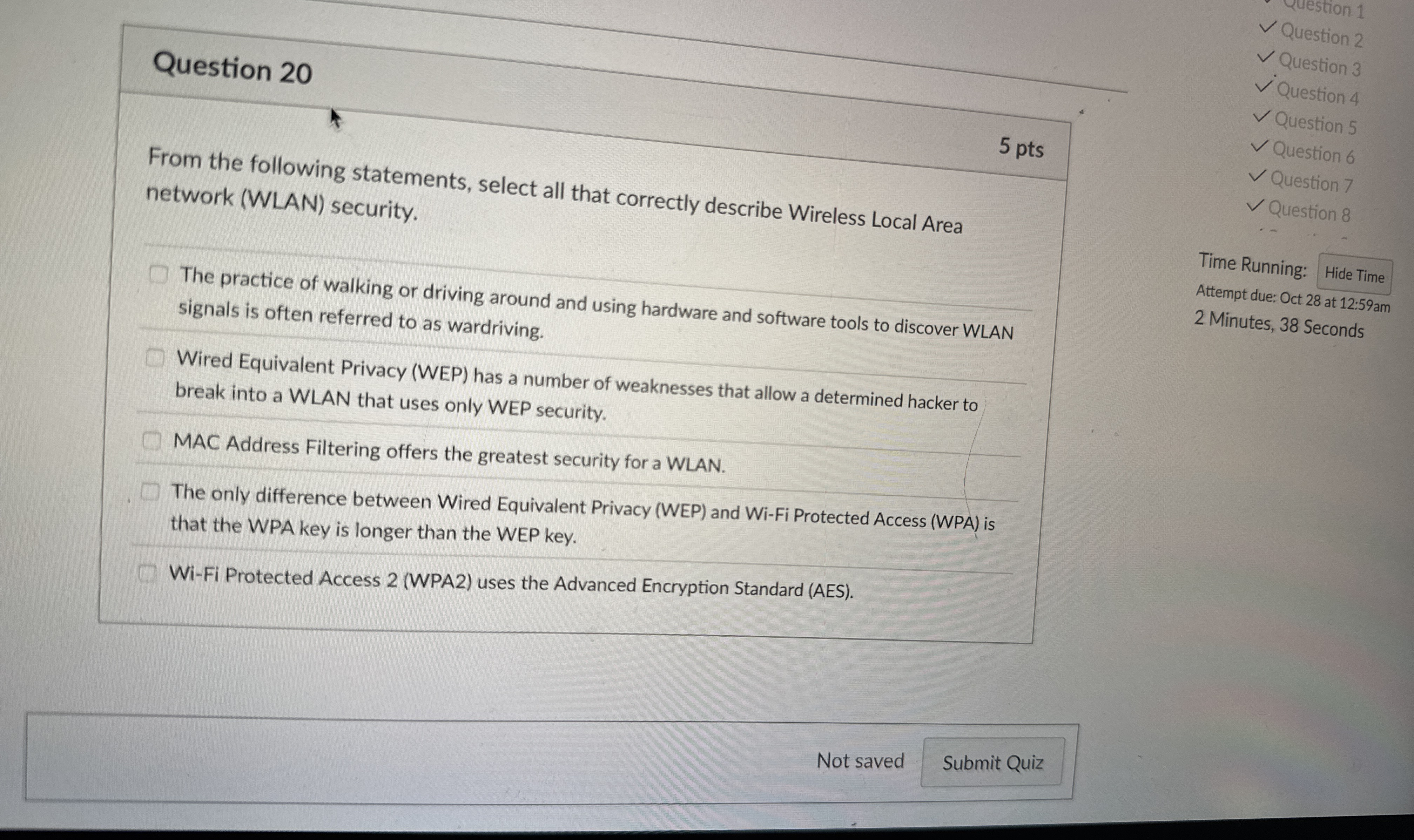 Question 2 0 5 pts From the following statements,