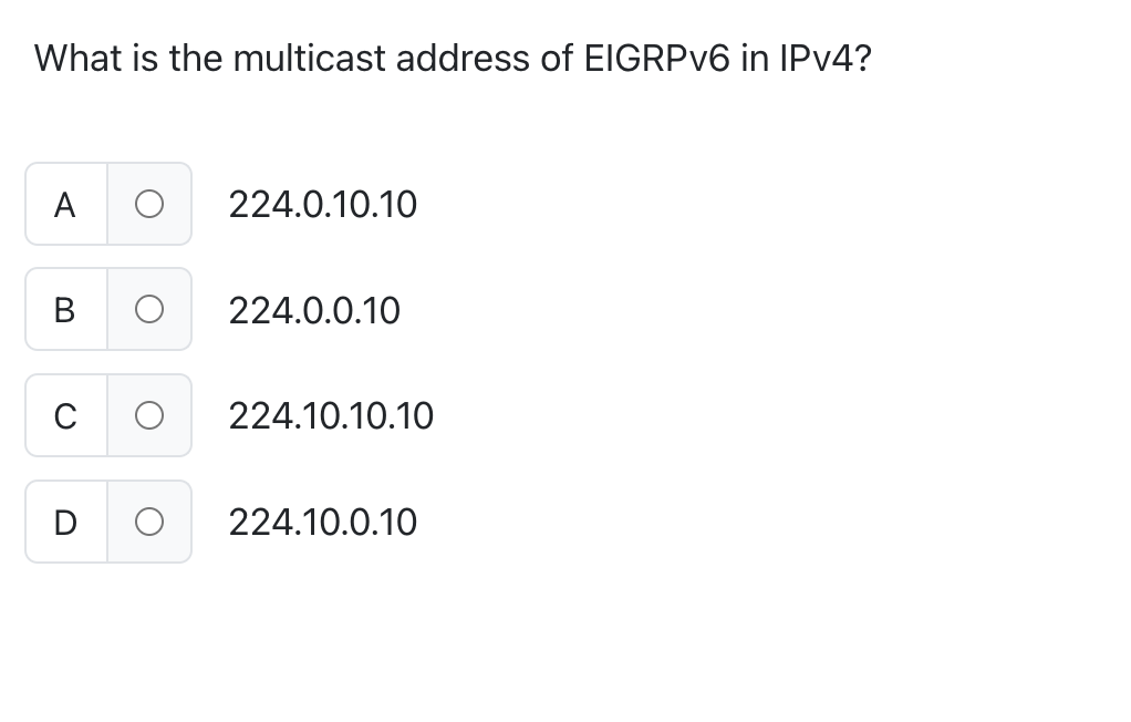 What is the multicast address of EIGRPv 6 in IPv