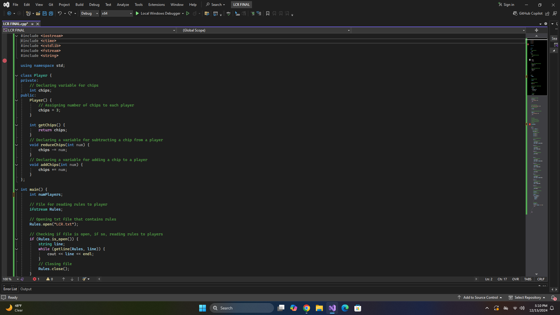 I am creating a program in C + + that plays the