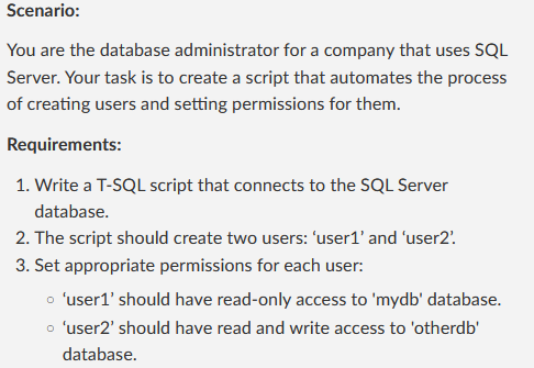 SQL - I do not have permission to create users