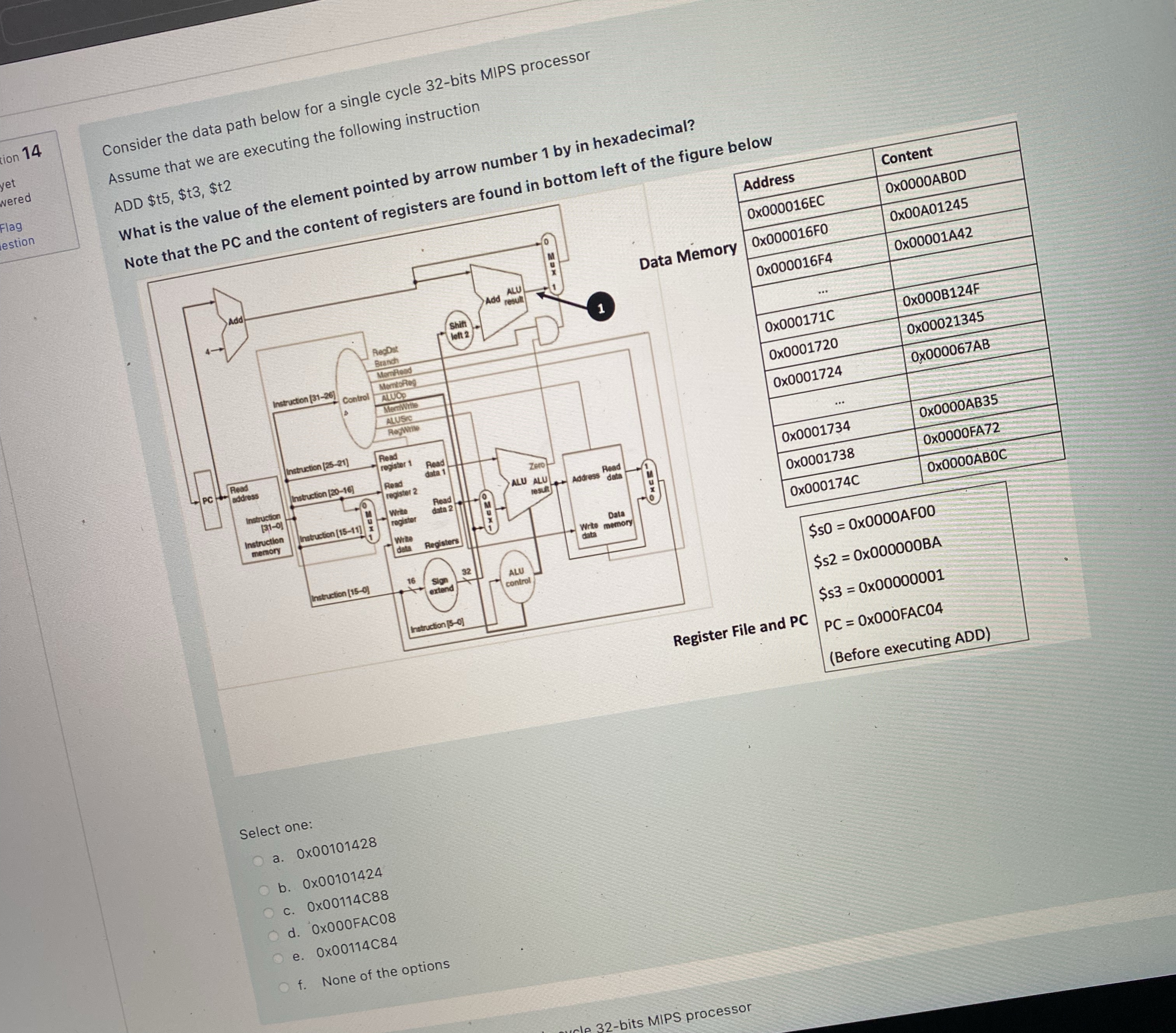 ion 1 4 Consider the data path below for a single