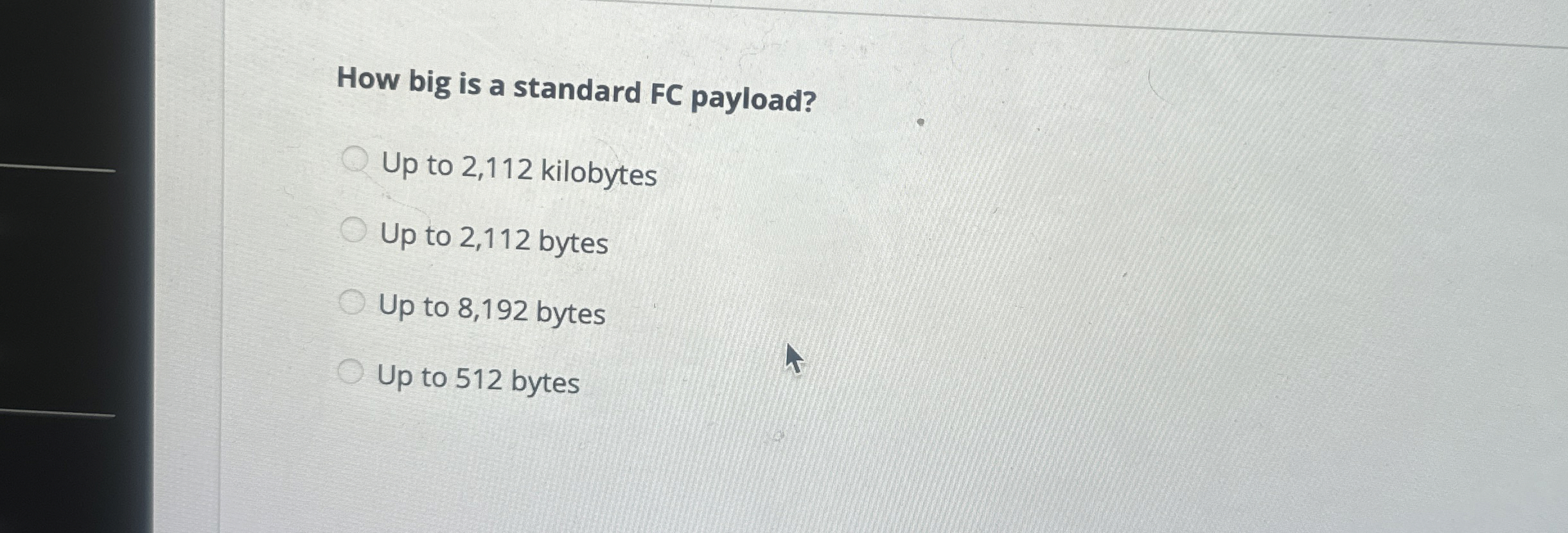 How big is a standard FC payload? Up to 2 , 1 1 2