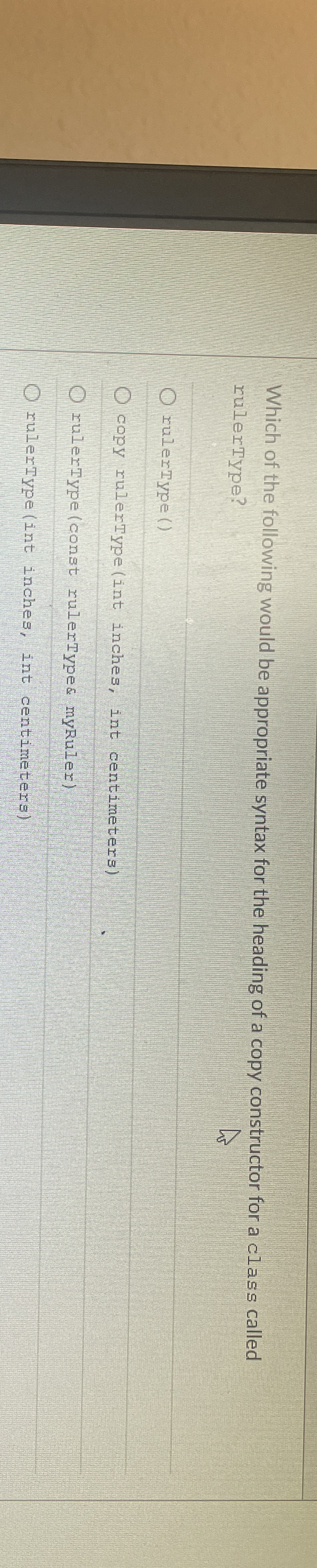 Which of the following would be appropriate