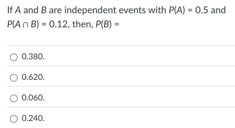 If A and B are independent events with P ( A ) =
