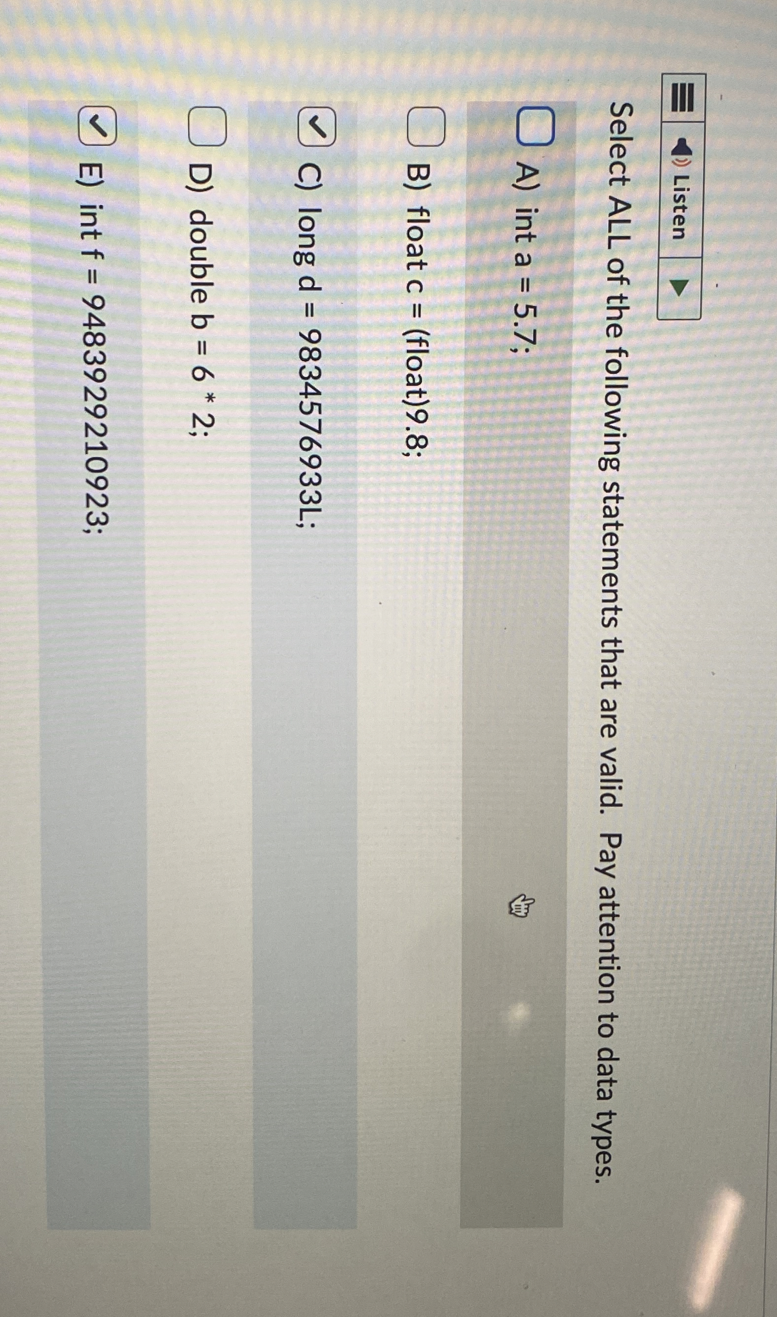 Select ALL of the following statements that are