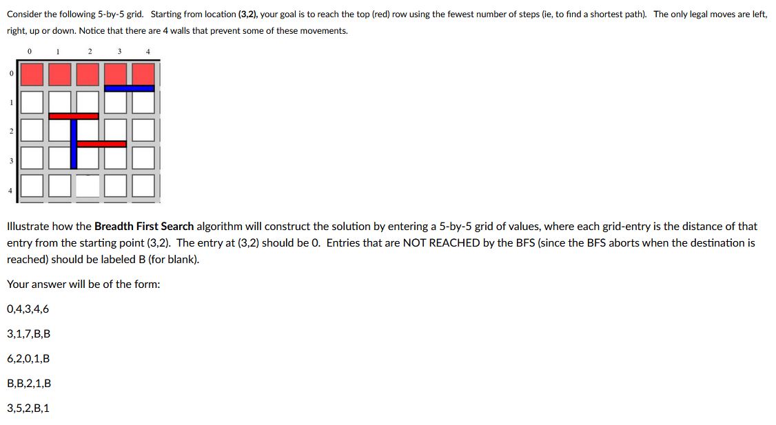 Consider the following 5 - by - 5 grid. Starting