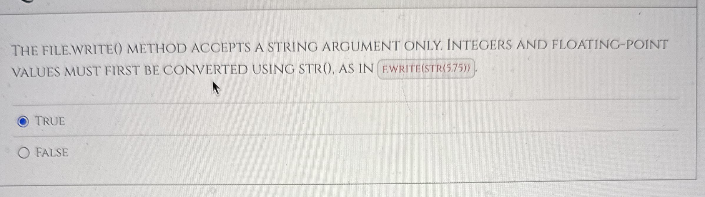 THE FILE.WRITE ( ) METHOD ACCEPTS A STRING