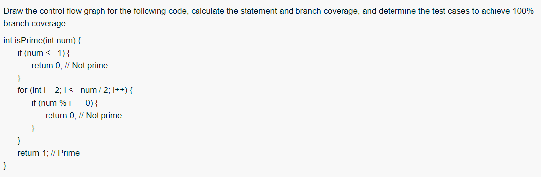 Draw the control flow graph for the following