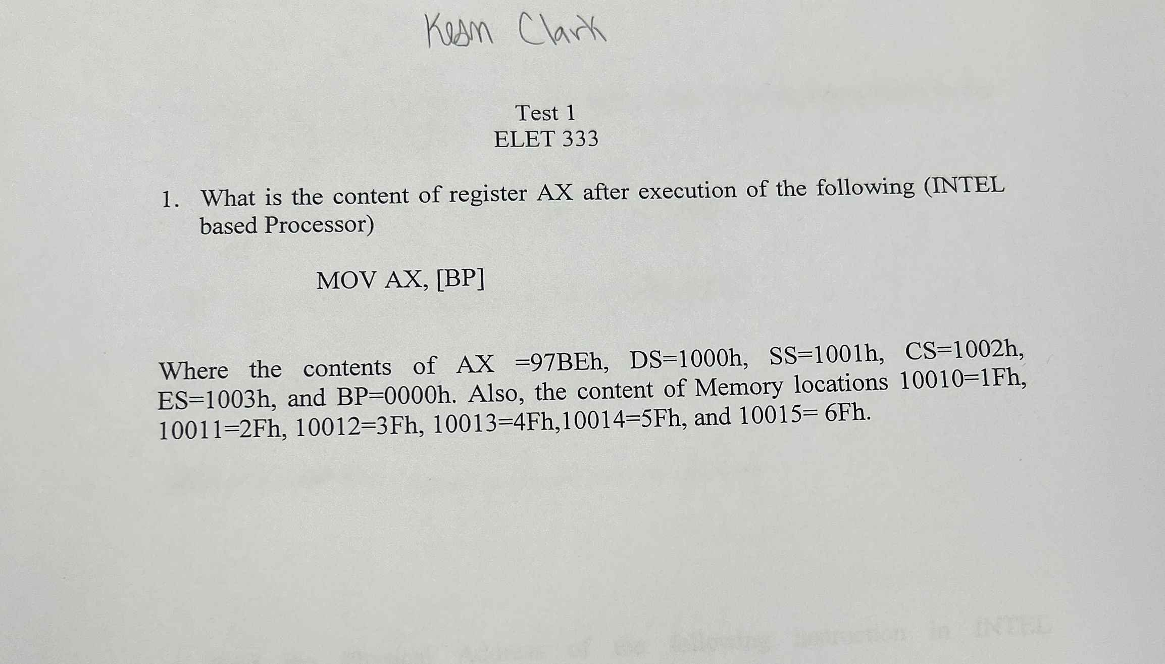 Kesm Clark Test 1 ELET 3 3 3 What is the content