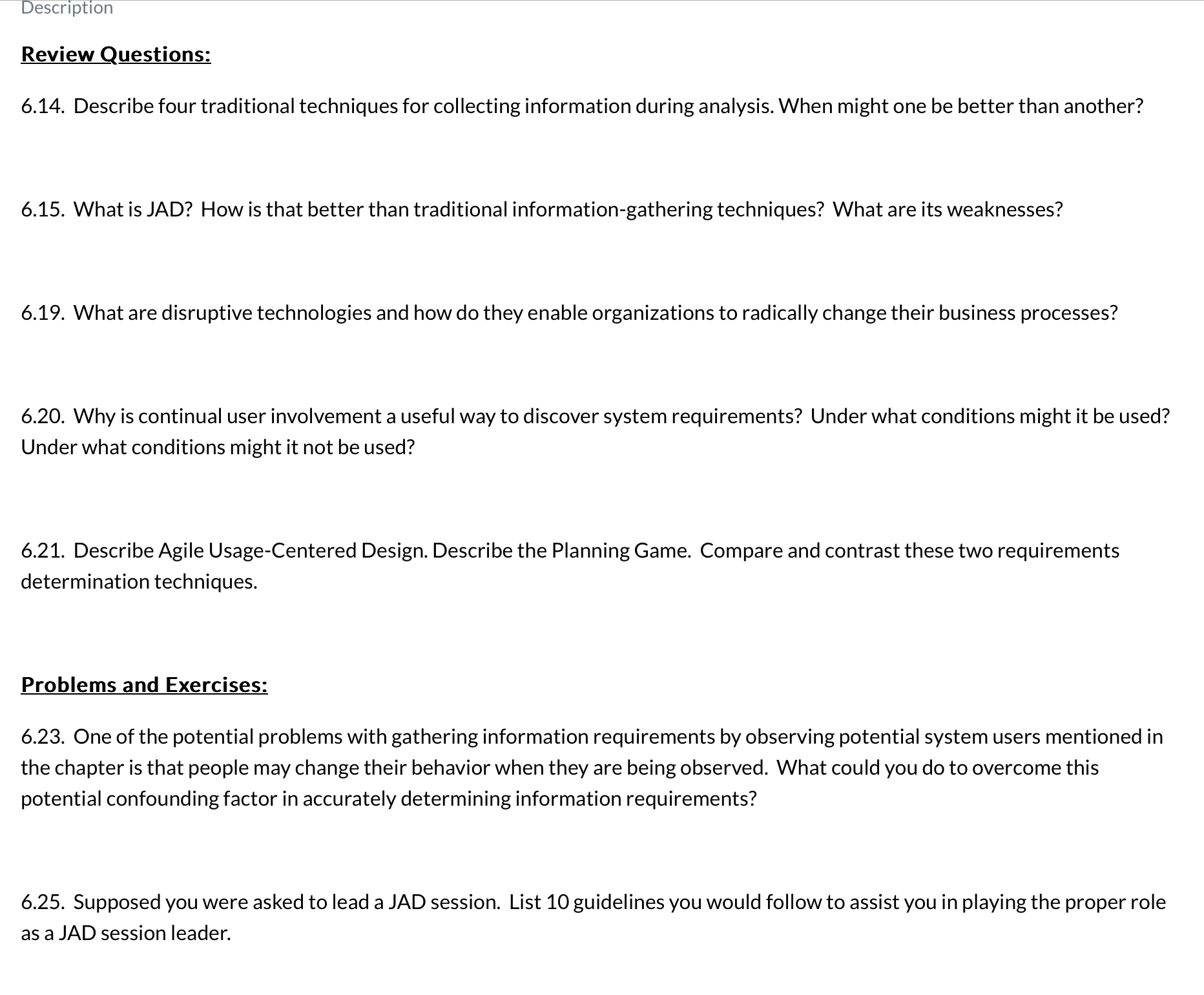 Description Review Questions: 6 . 1 4 . Describe