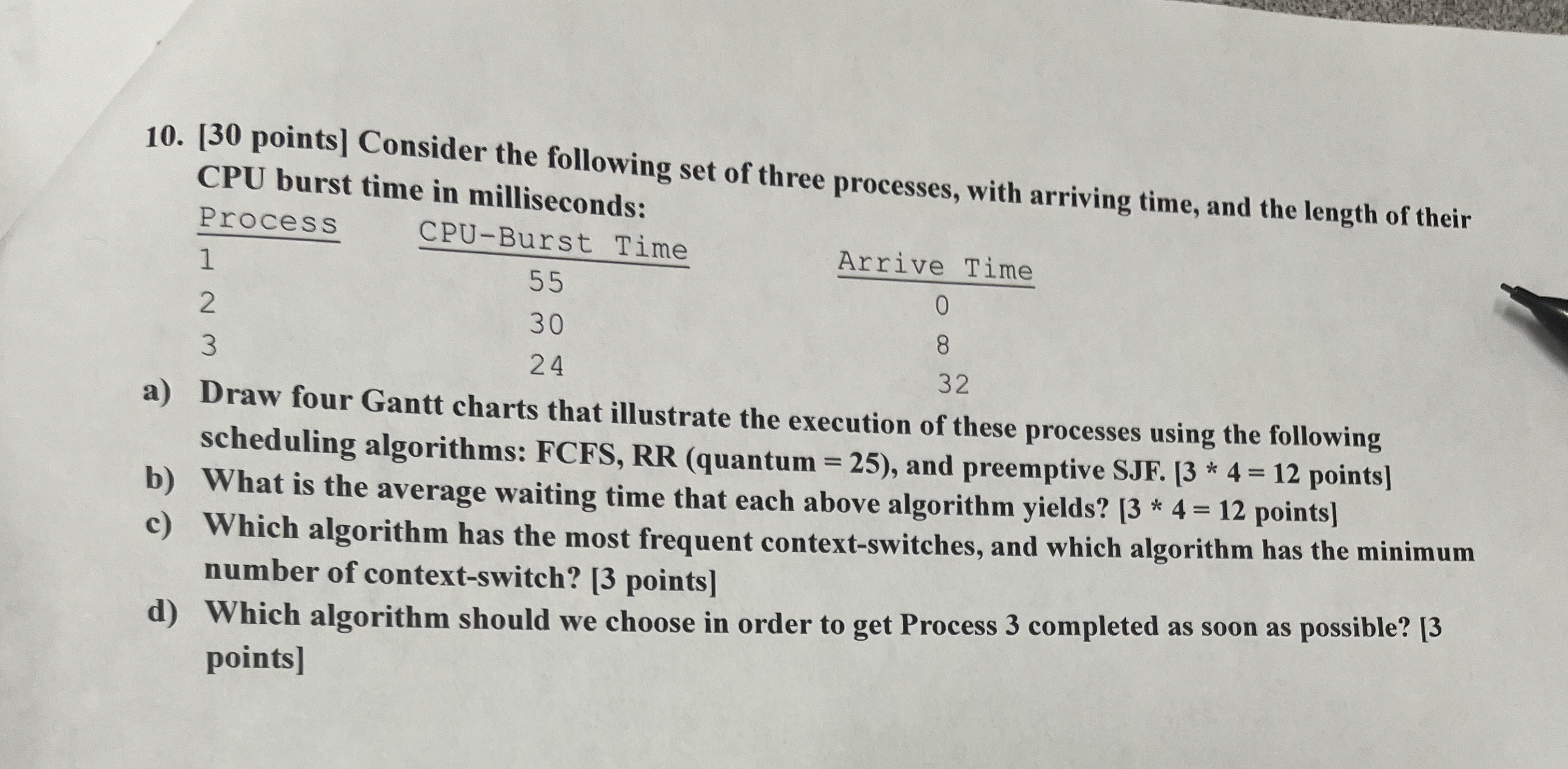 [ 3 0 points ] Consider the following set of