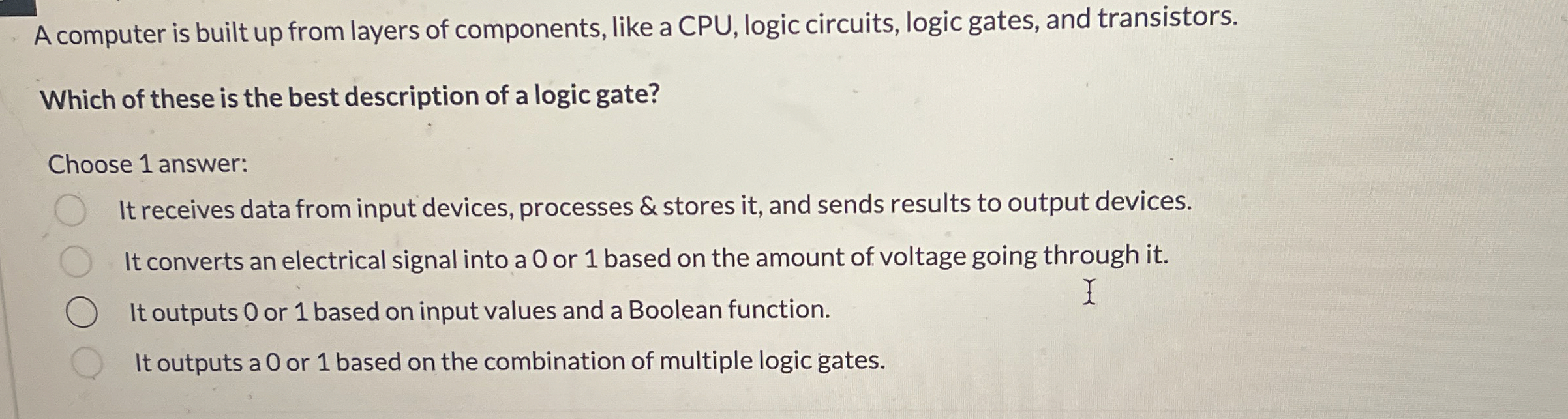 A computer is built up from layers of components,