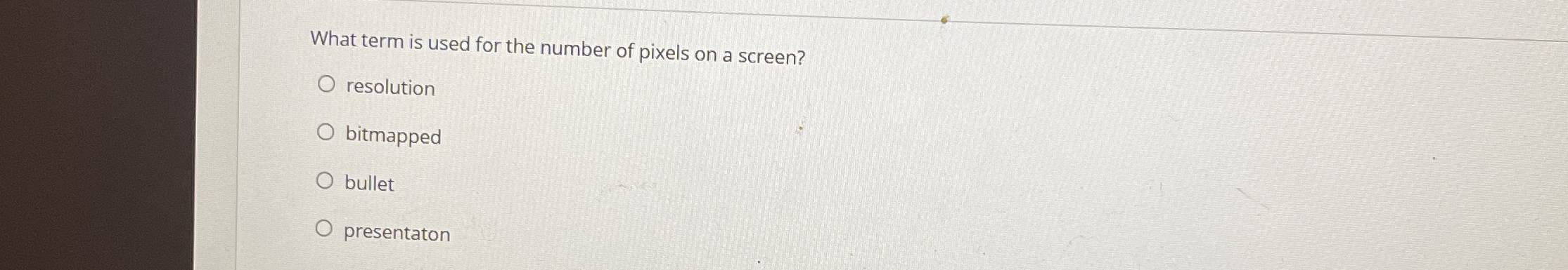 What term is used for the number of pixels on a