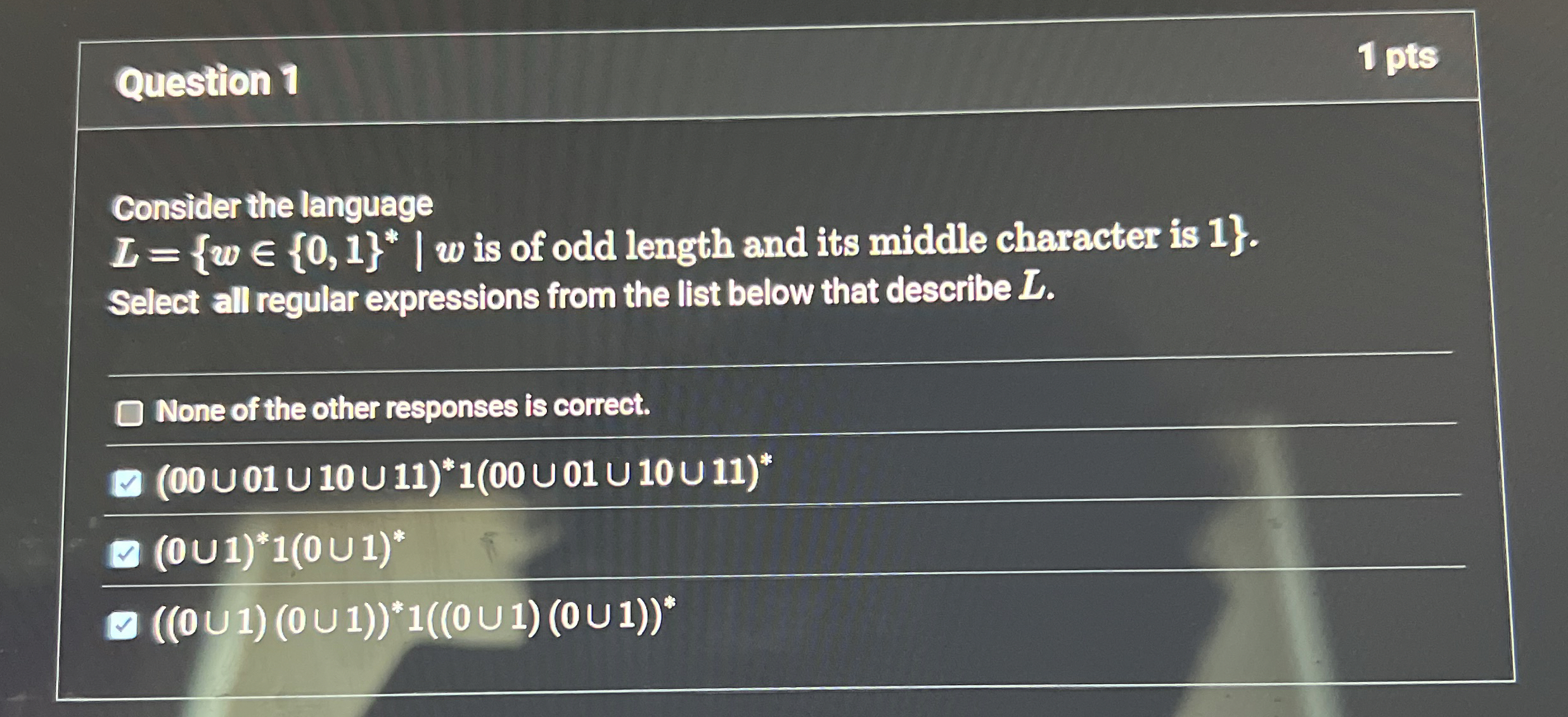 Question 1 Consider the language | ) : } is of
