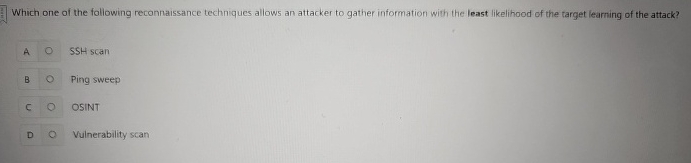 Which one of the following reconnaissance