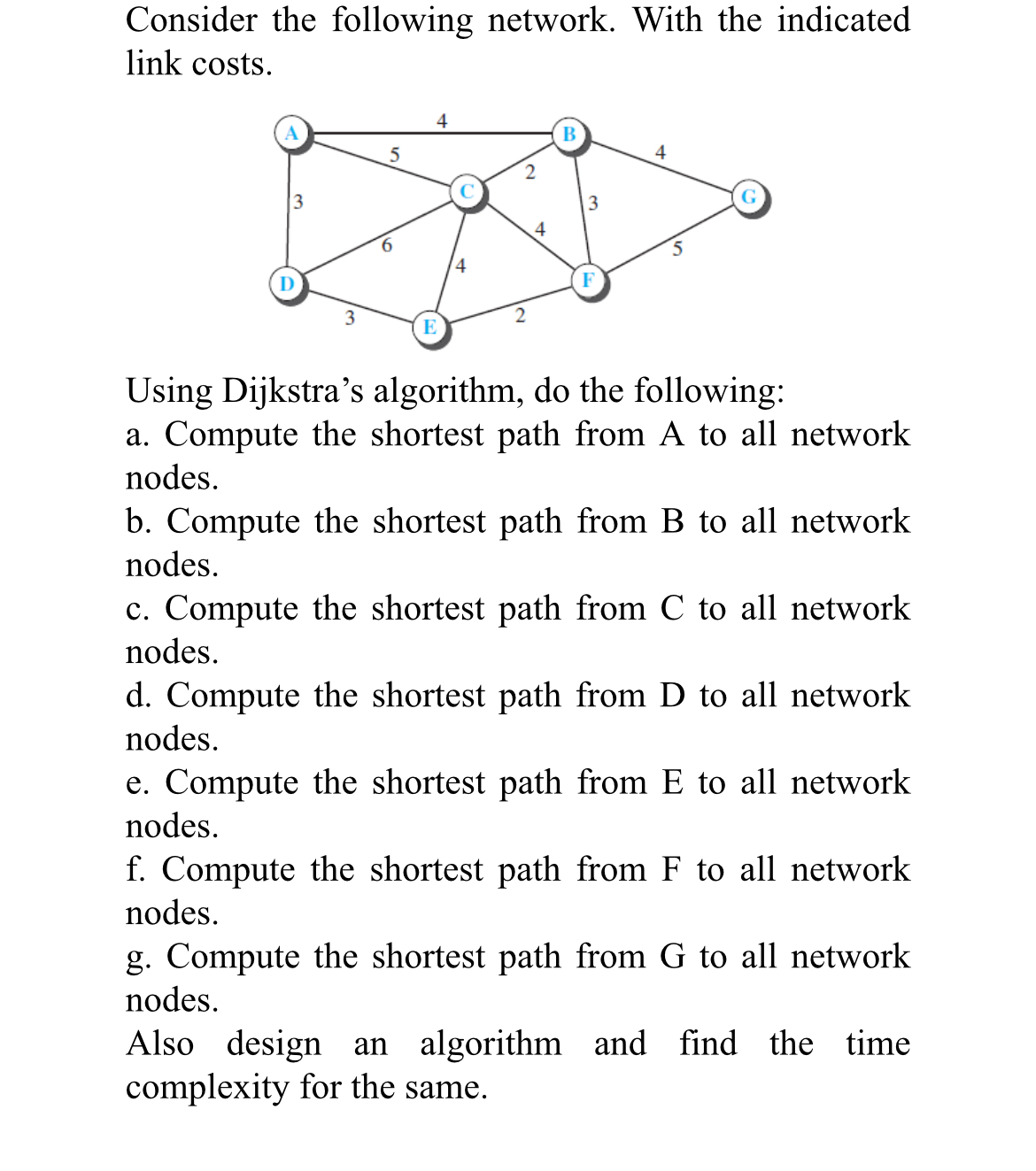 Consider the following network. With the