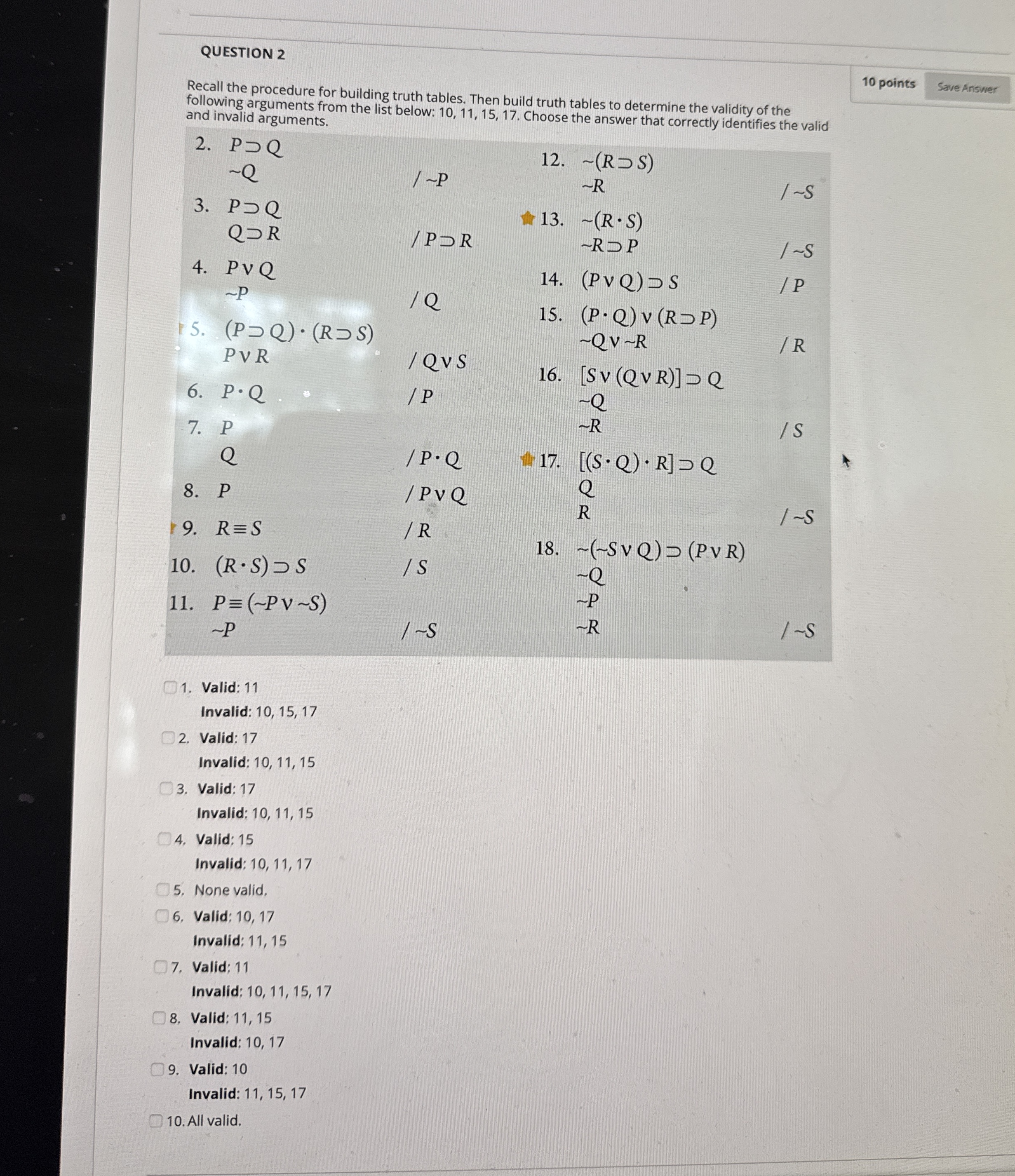 QUESTION 2 1 0 points Save Answer Recall the