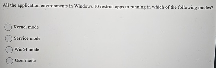 All the application environments in Windows 1 0