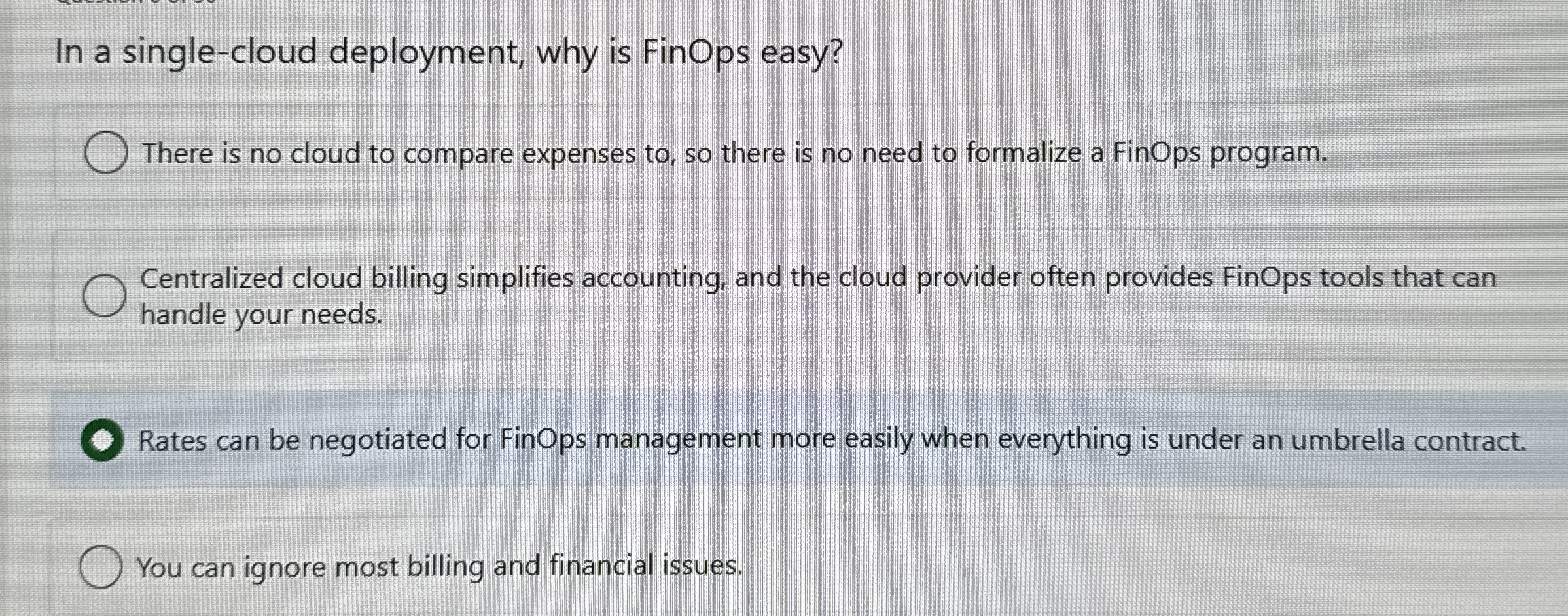 In a single - cloud deployment, why is FinOps