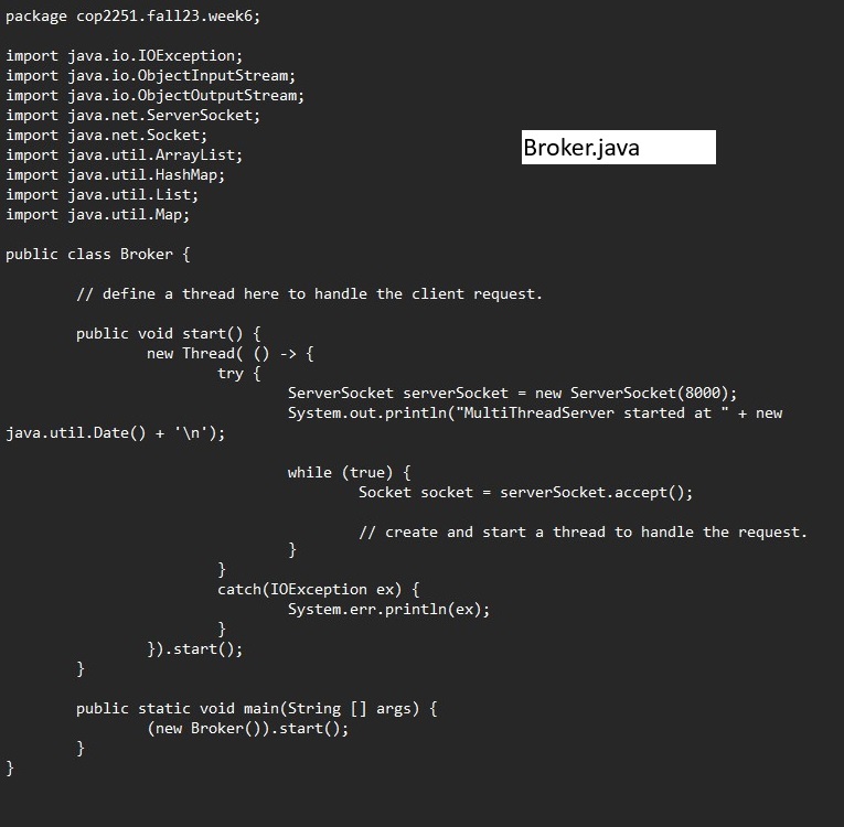 Threads and Networking For this assignment, we