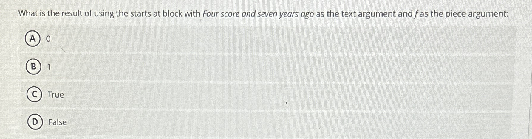 What is the result of using the starts at block