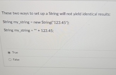 These two ways to set up a String will not yield