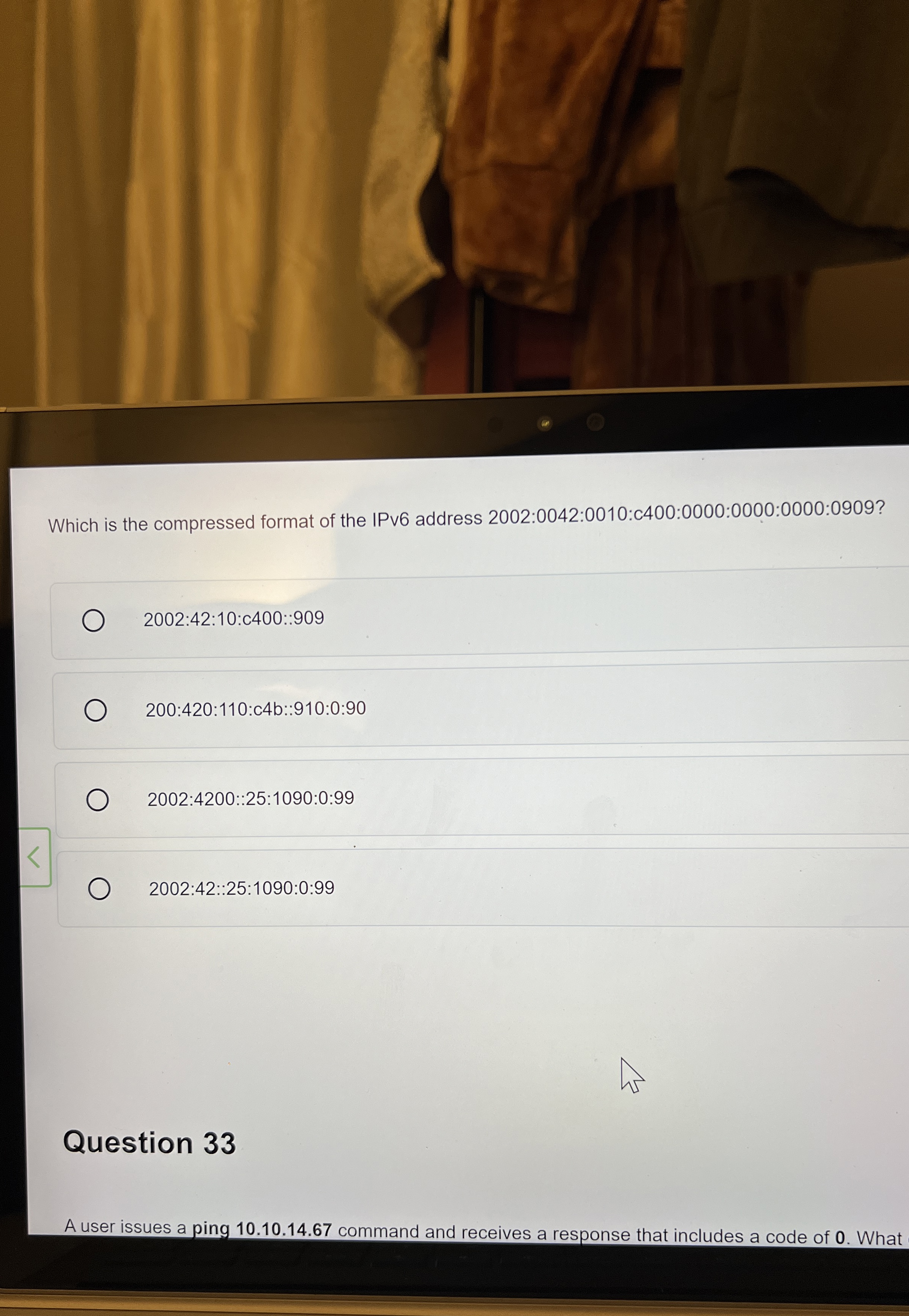 Which is the compressed format of the IPv 6