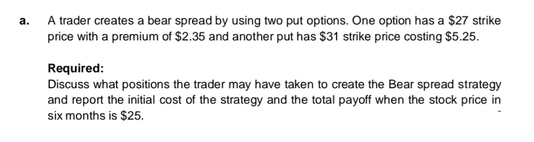 please give me the steps A trader creates a bear