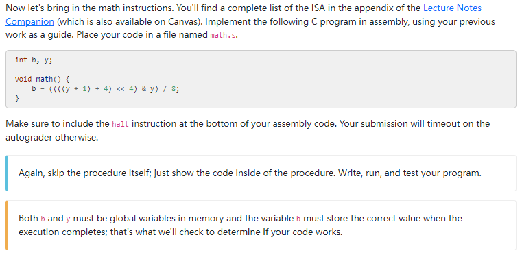 Now let's bring in the math instructions. You'll