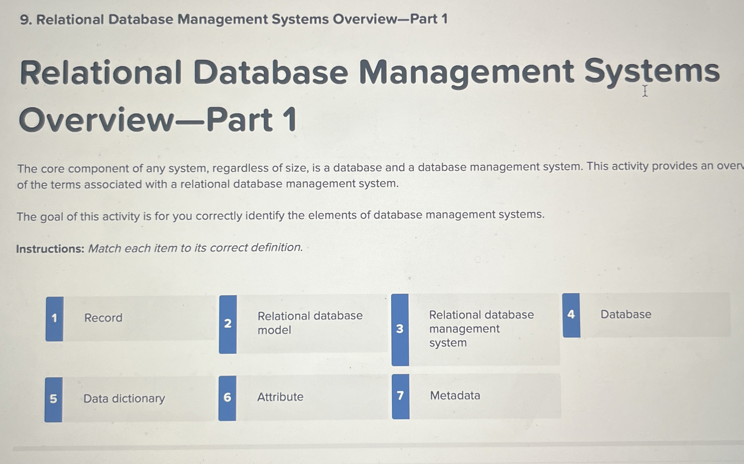 Relational Database Management Systems Overview