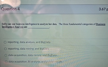 Question 4 Sally can use business intelligence to