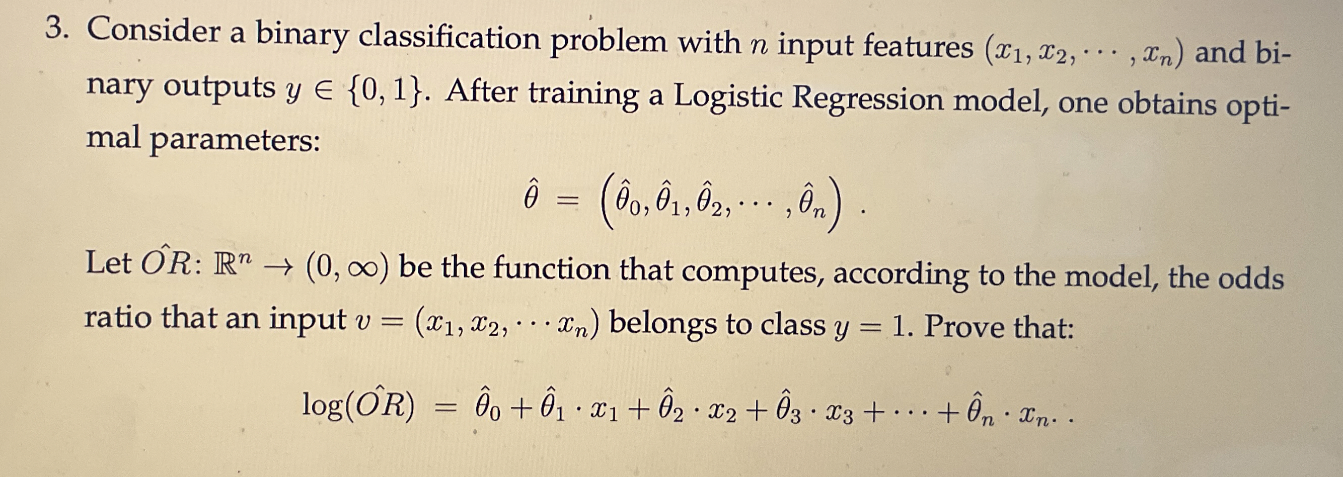 Consider a binary classification problem with n