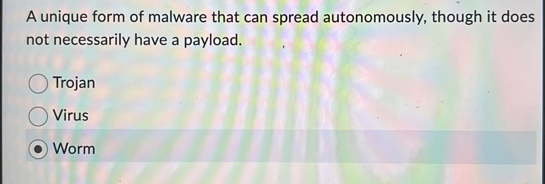 A unique form of malware that can spread