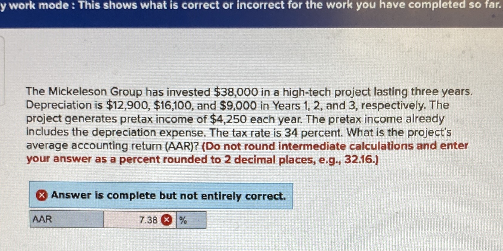 y work mode : This shows what is correct or