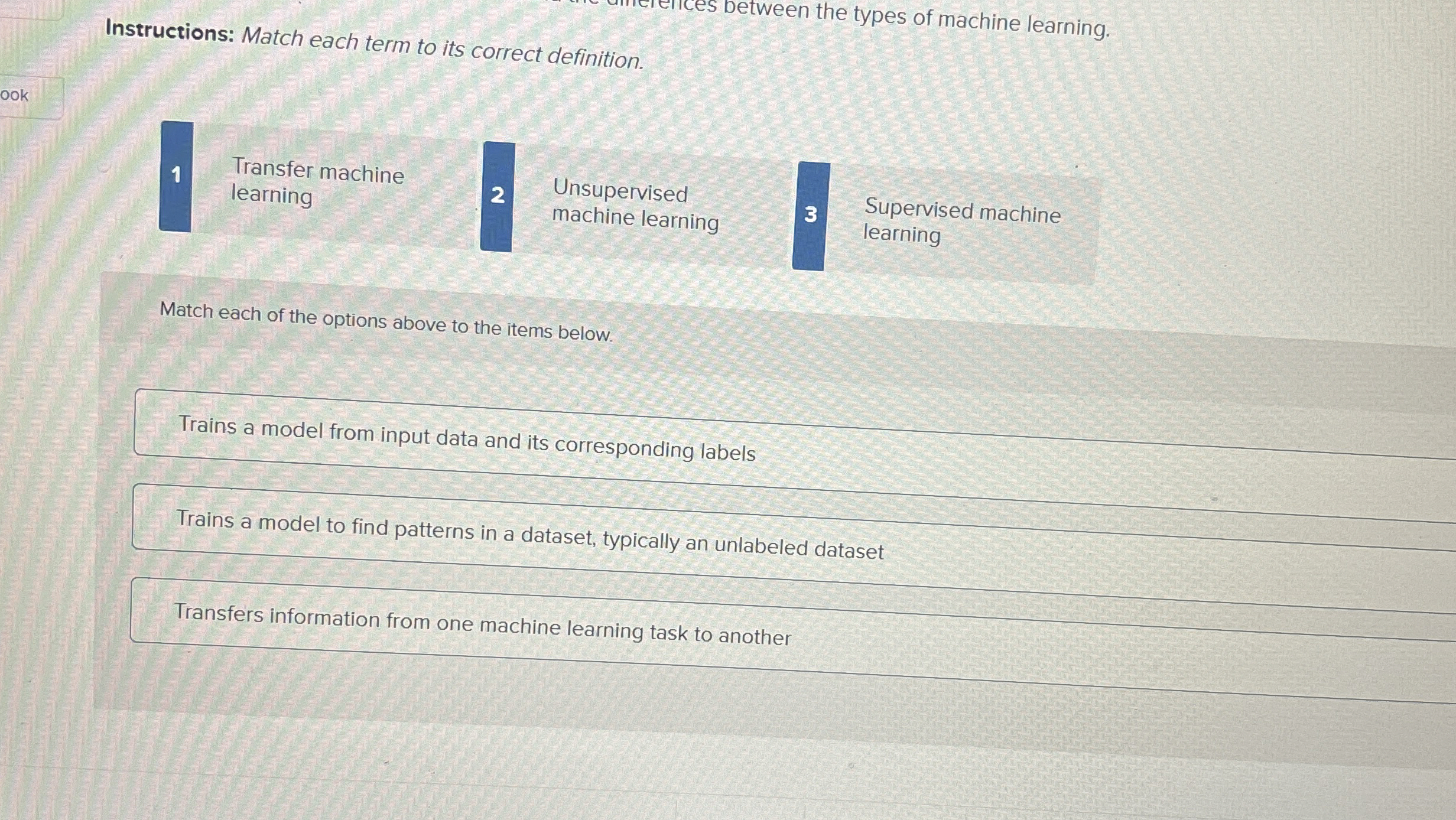 Instructions: Match each term to its correct