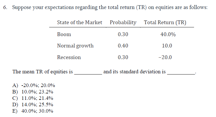 6. Suppose your expectations regarding the total