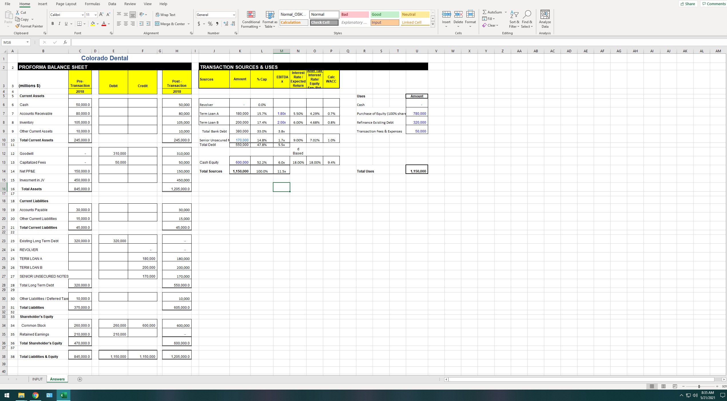 I want the debt and credit part filled please and