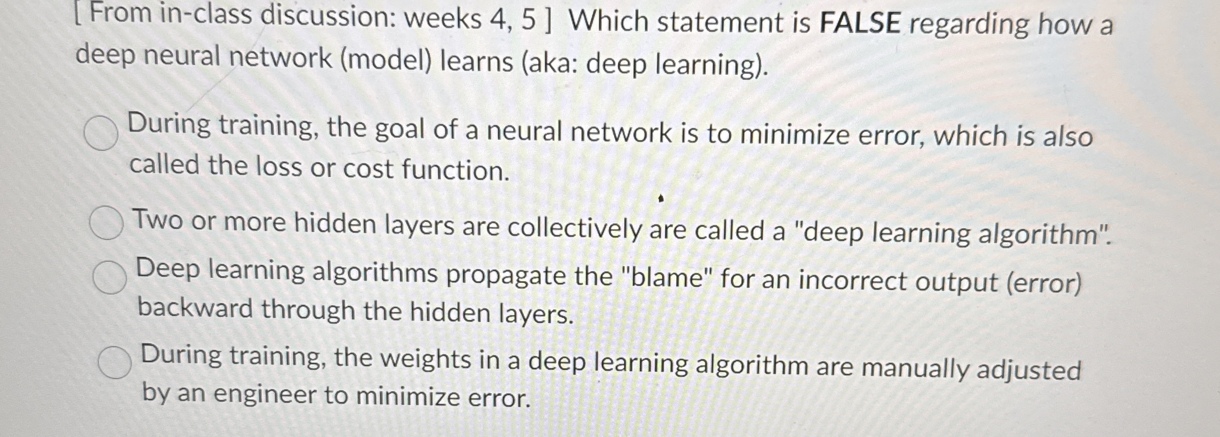 [ From in - class discussion: weeks 4 , 5 ] Which