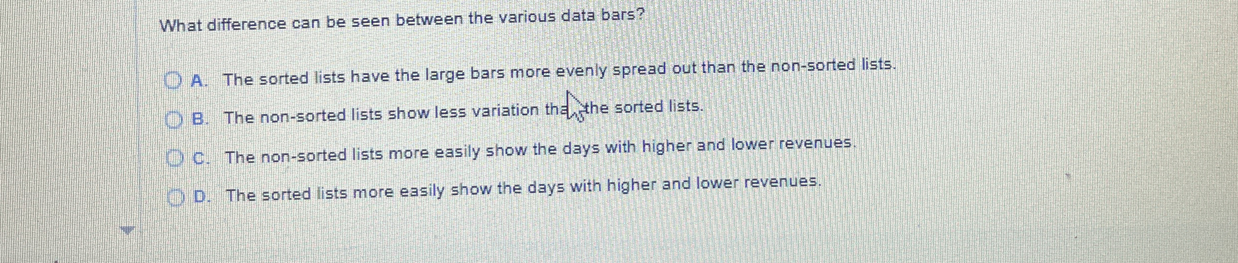 What difference can be seen between the various