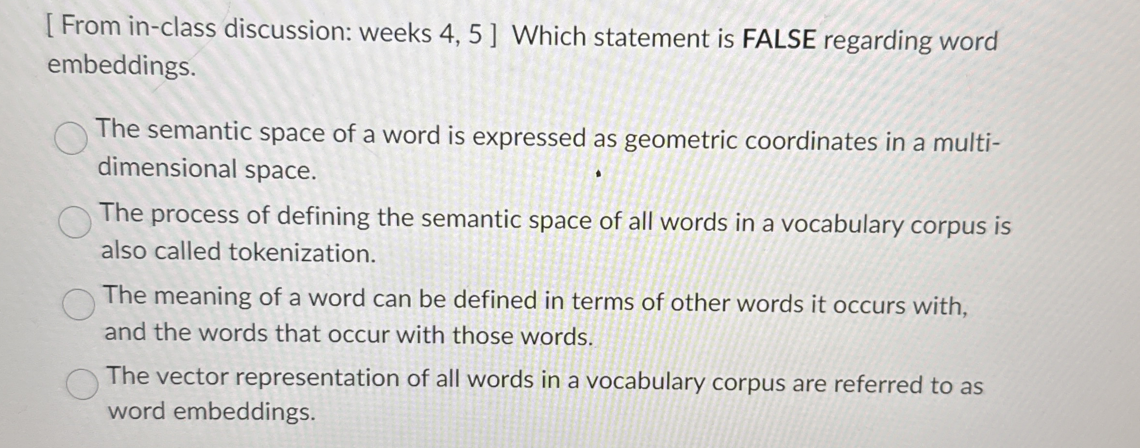 [ From in - class discussion: weeks 4 , 5 ] Which