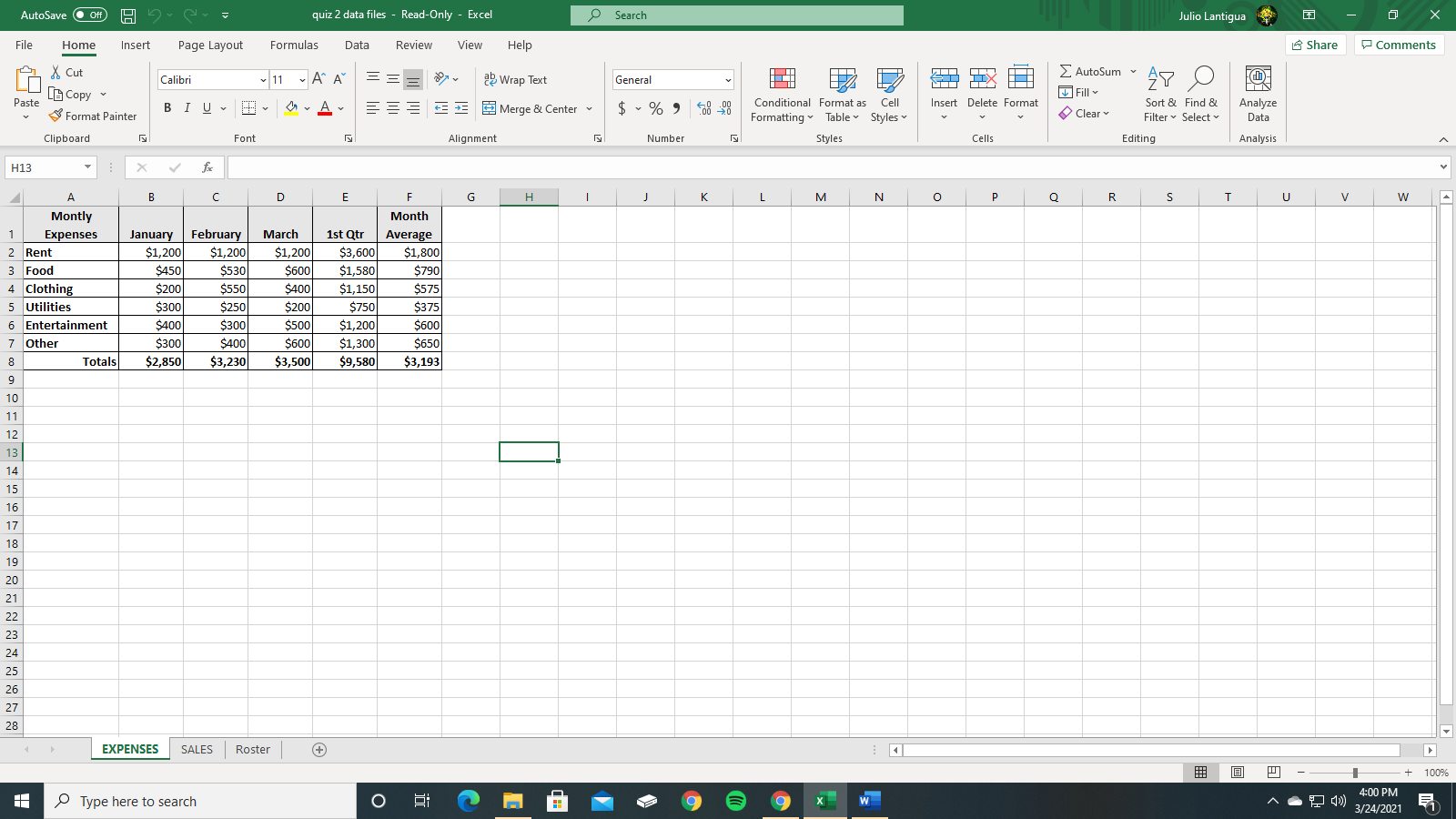 I need help with these questions. Julio Lantigua