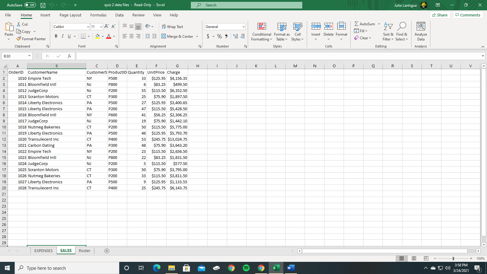 I need help with these questions. Julio Lantigua